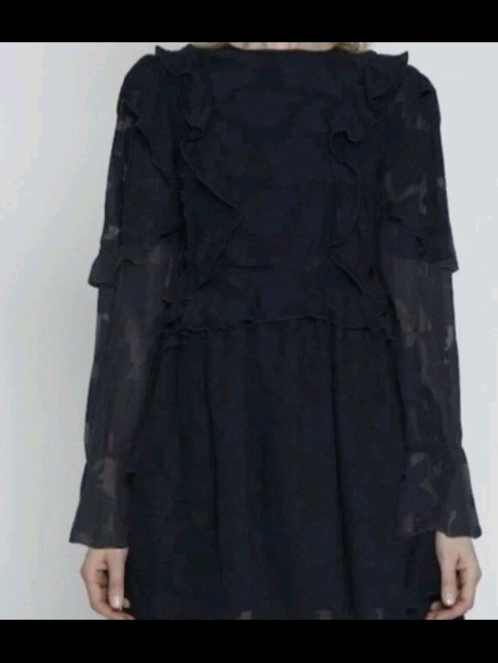 Navy Textured Ruffle Dress Walter Baker